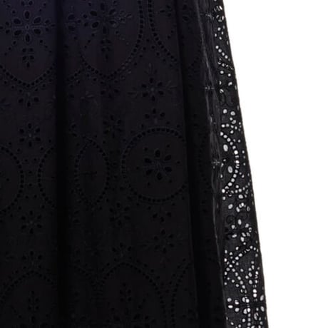 221S017 タックロングスカート　B.ブラック×ブラック