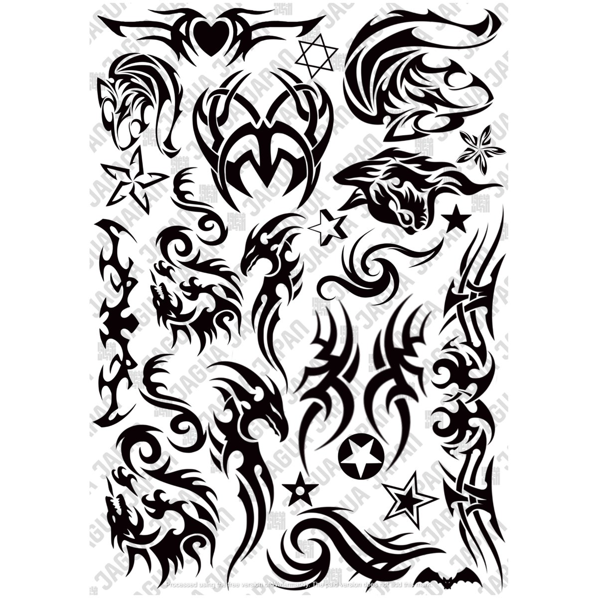 タトゥー描画ガイドとデザイン集セット デザイン転写紙8,9【トライバルセット】2P | JAGUA JAPAN｜(株) 栗清