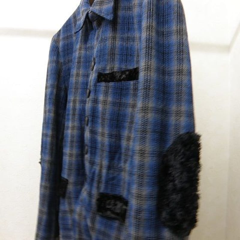 DIET BUTCHER SLIM SKIN ウールチェックジャケット(ブルー) | free