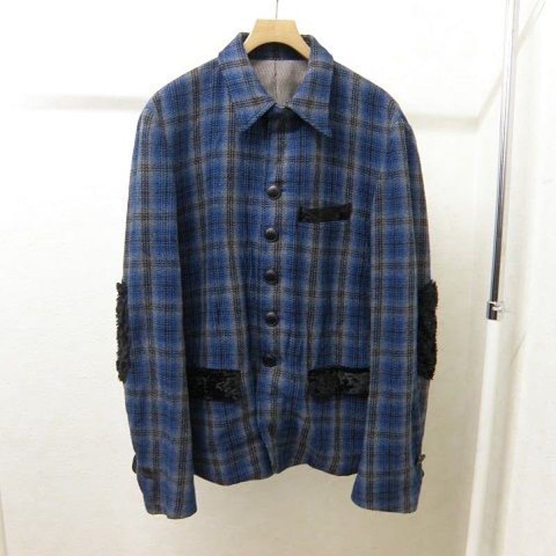 DIET BUTCHER SLIM SKIN ウールチェックジャケット(ブルー DIET BUTCHER SLIM SKIN ウールチェックジャケット(ブルー