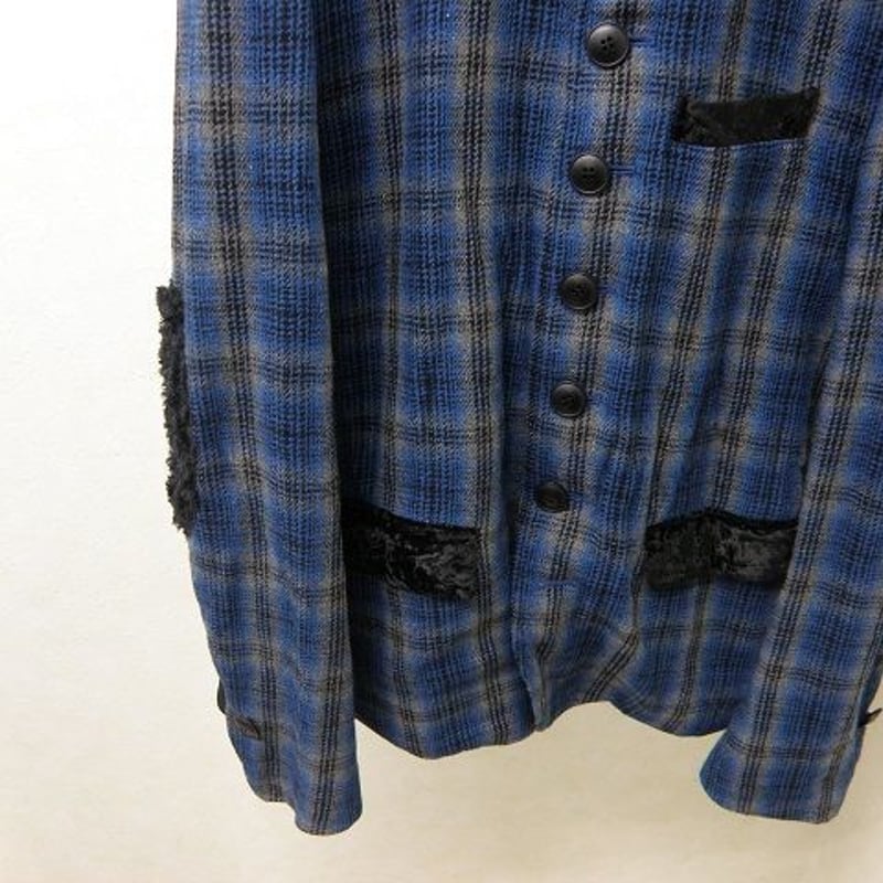 DIET BUTCHER SLIM SKIN ウールチェックジャケット(ブルー DIET BUTCHER SLIM SKIN ウールチェックジャケット(ブルー