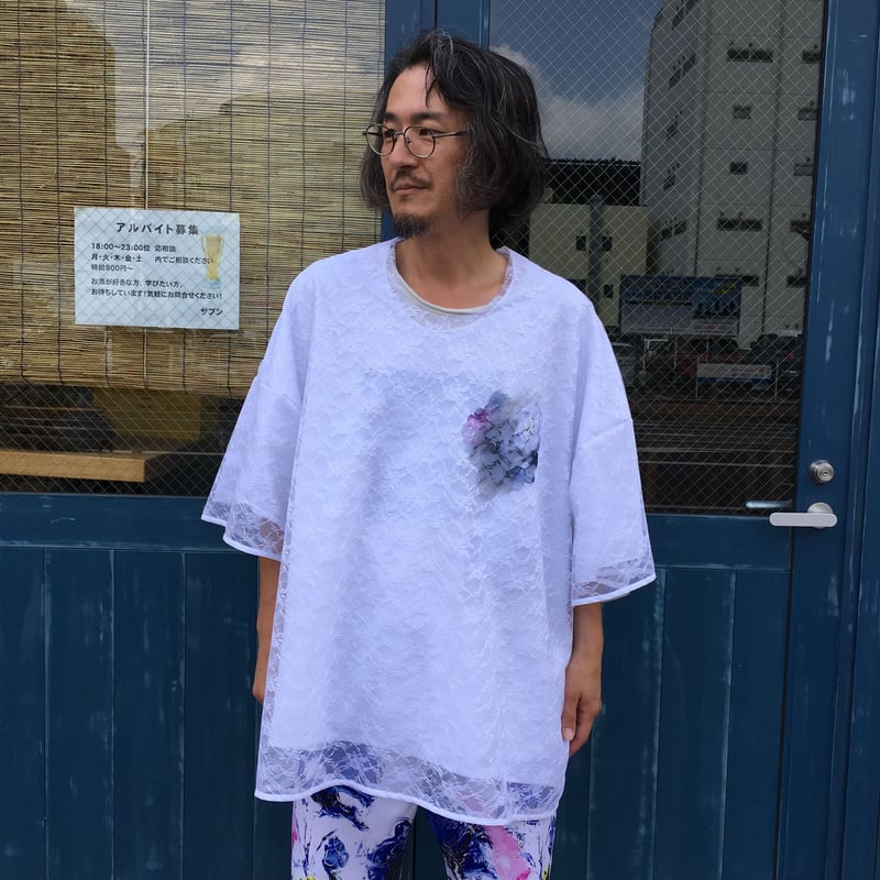 BALMUNG レース重ねプリントビッグTシャツ（白） | freestylefree