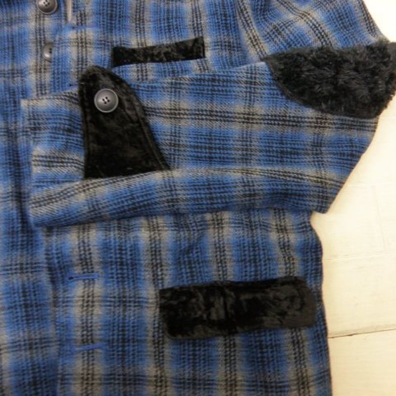 DIET BUTCHER SLIM SKIN ウールチェックジャケット(ブルー DIET BUTCHER SLIM SKIN ウールチェックジャケット(ブルー