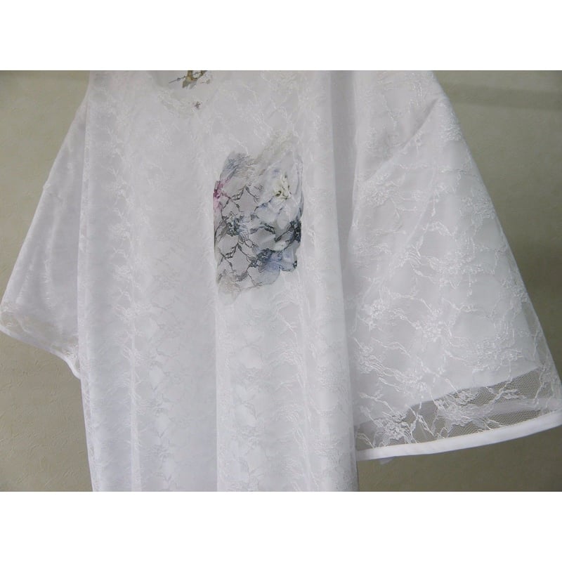 BALMUNG レース重ねプリントビッグTシャツ（白） | freestylefree