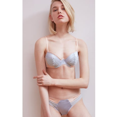 Bicolor Silk Underwire Bra｜Blue