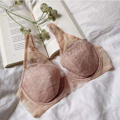 Polka Dot Underwire Bra｜Pink Beige
