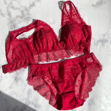 Polka Dot Bralette (パッド込み）｜Berry Red