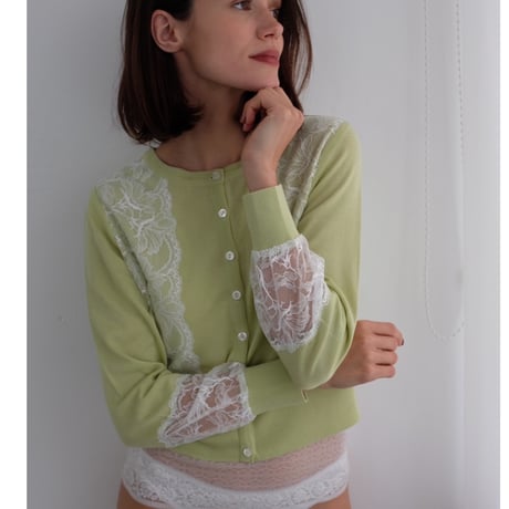 Lila Honey Knit Cardigan Lime Green