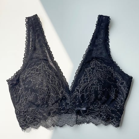 Polka Dot Long Bralette（パッド込み）｜Black