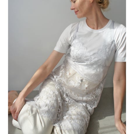 Flower Paisley Long Camisole｜Ice Gray