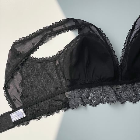 Polka Dot Long Bralette（パッド込み）｜Black
