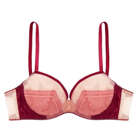 Bicolor Silk Underwire Bra｜Wine Red