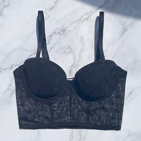 Dot Strapless Bra｜Black