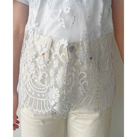 Flower Paisley Short Camisole｜Ice Gray