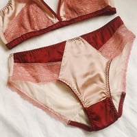 Bicolor Silk Bikini｜Wine Red