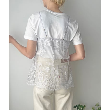 Flower Paisley Short Camisole｜Ice Gray