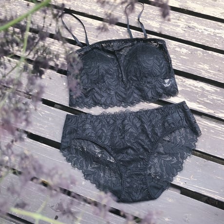 Bandeau Leaf Bra（パッド込み）｜Black