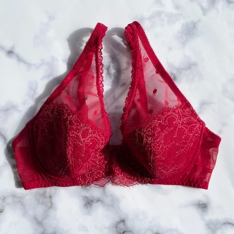 Polka Dot Underwire Bra｜Berry Red