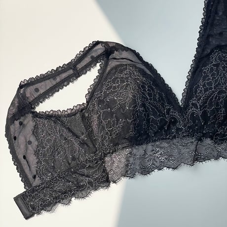 Polka Dot Long Bralette（パッド込み）｜Black