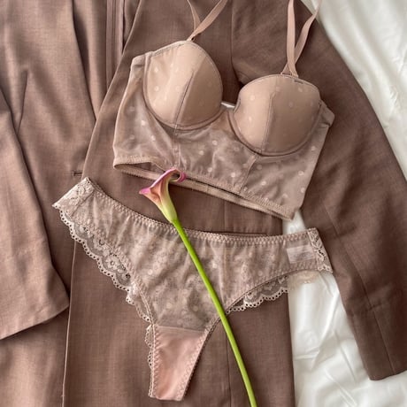 Dot Strapless Bra｜Beige