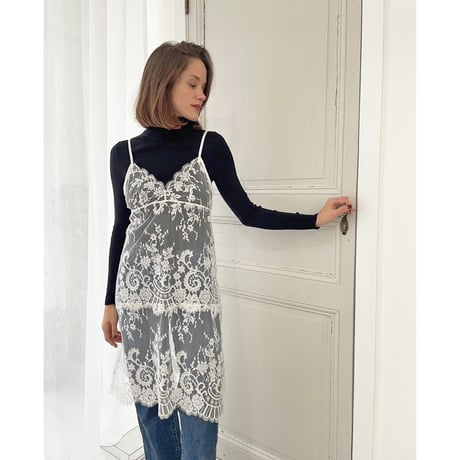 Flower Paisley Long Camisole｜White