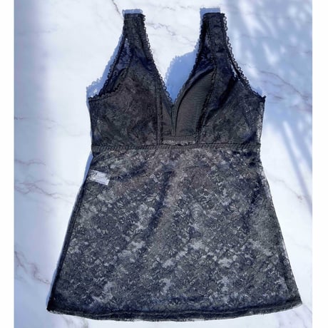 Viola All Lace BraCamisole（パッド込み）｜Black