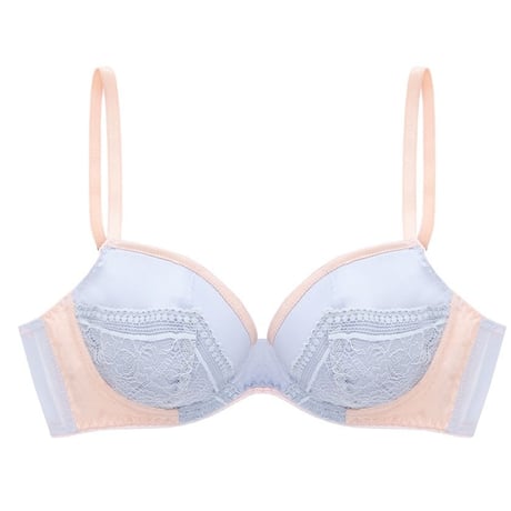 Bicolor Silk Underwire Bra｜Blue