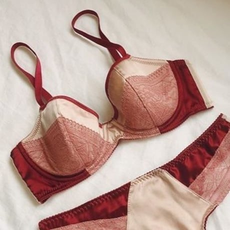 Bicolor Silk Underwire Bra｜Wine Red
