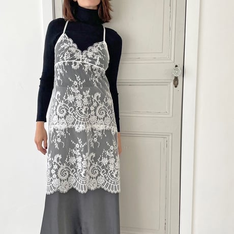 Flower Paisley Long Camisole｜White