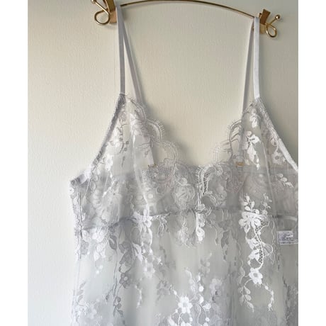 Flower Paisley Long Camisole｜Ice Gray