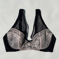 Floral Plunge Underwire Bra｜Black