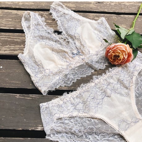 Peach Rose Lace Bikini｜Dusty Blue