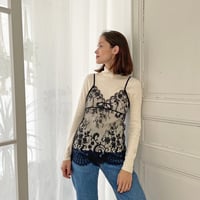 Flower Paisley Short Camisole｜Black