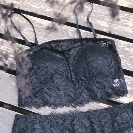 Bandeau Leaf Bra（パッド込み）｜Black