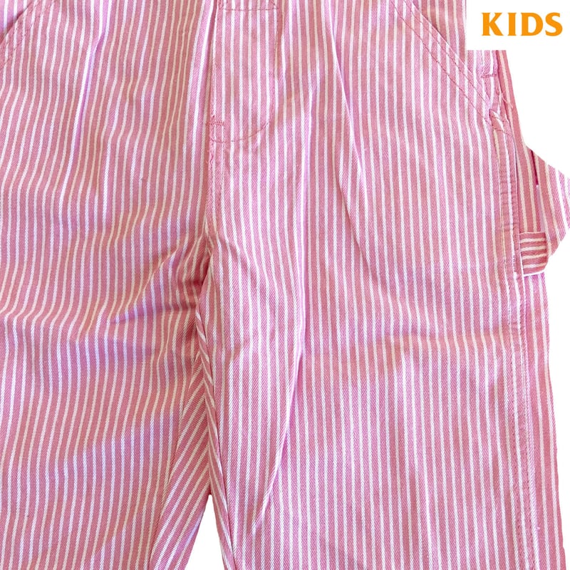 KEY KIDS&TODDLER BIB OVERALL PinkWhiteStripe S