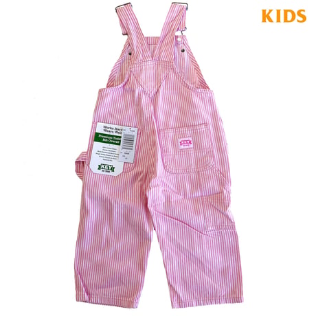 KEY　KIDS&TODDLER　 BIB OVERALL　PinkWhiteStripe　SIZE 2T～7　キー　オーバーオール　ビブ　ピンクストライプ