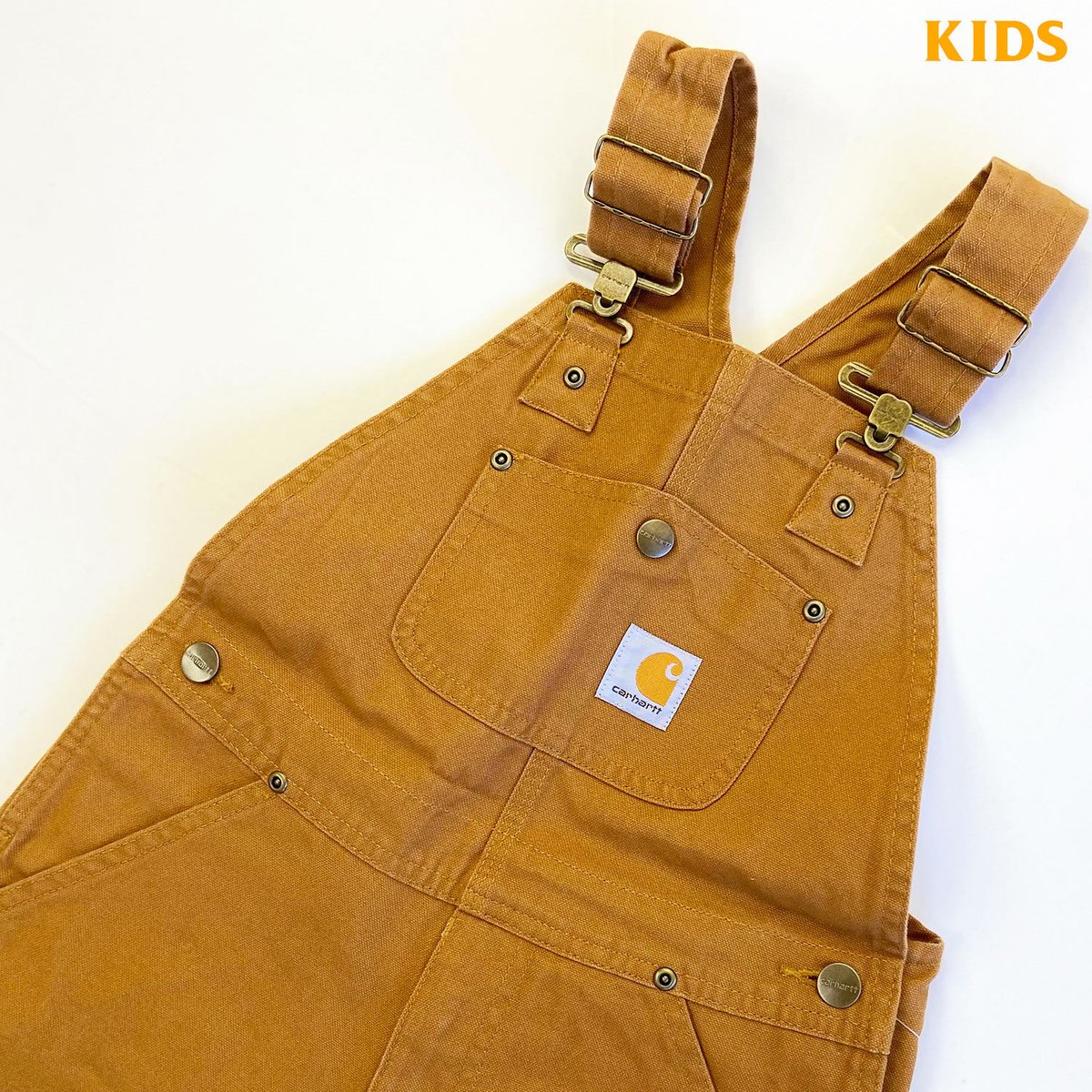 CARHARTT KIDS　CANVAS BIB OVERALL　BROWN　SIZE 5～7　カーハート　キッズ　オーバーオール　ビブ