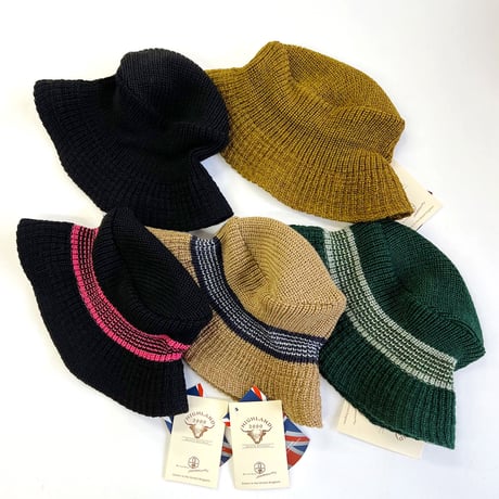 HIGHLAND 2000　STRAIGHT BUCKET HAT　ハイランド2000　ニットハット  MADE IN ENGLAND バケットハット ボーダー