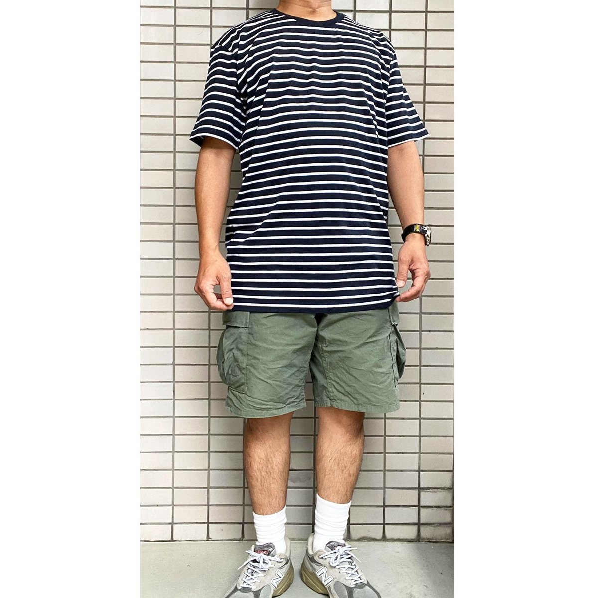 AS COLOUR STAPLE STRIPE TEE C ネイビー アズカラー エーエスカラ