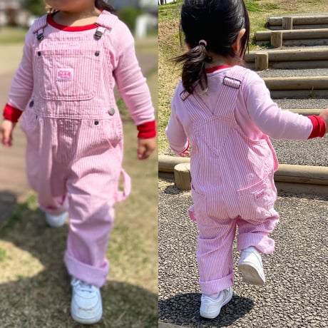 KEY　KIDS&TODDLER　 BIB OVERALL　PinkWhiteStripe　SIZE 2T～7　キー　オーバーオール　ビブ　ピンクストライプ