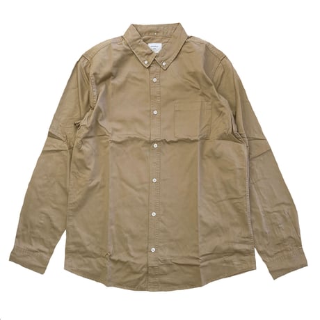 AS COLOUR　BD DENIM WASH SHIRT　KHAKI　エーエスカラー　ボタンダウン 長袖 シャツ  カーキ