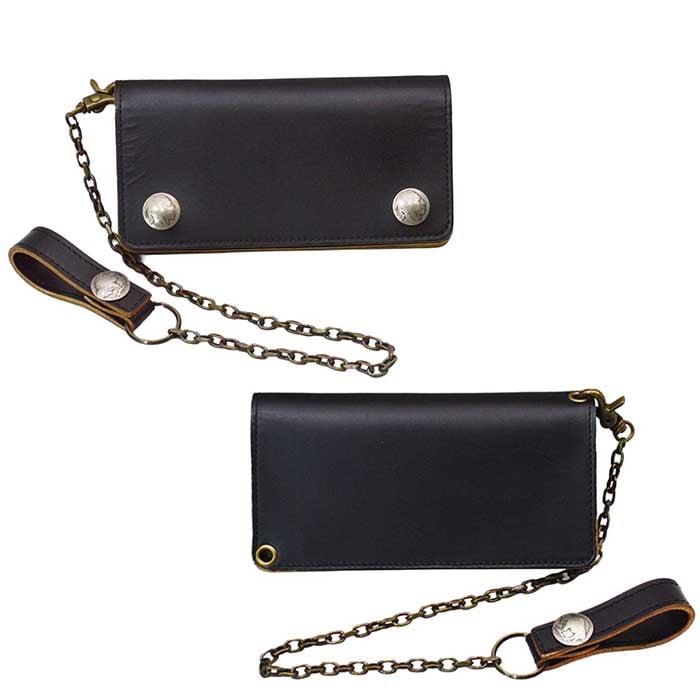 トラッカーウォレット ウォレットチェーン ブラックレザー 楽天市場】トラッカーウォレット チェーン付き 茶芯ブラック 本革