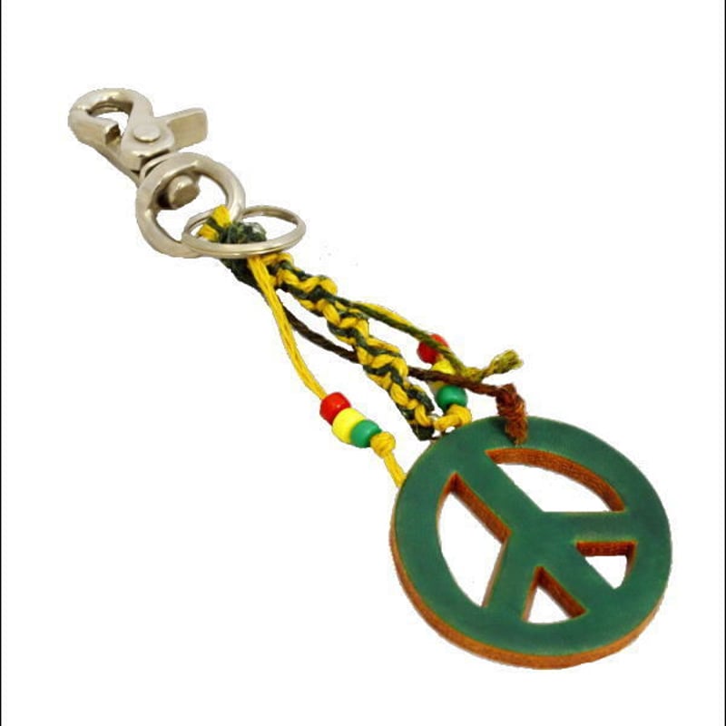 ピースマーク キーホルダー ヘンプ レザー キーホルダー 10007441