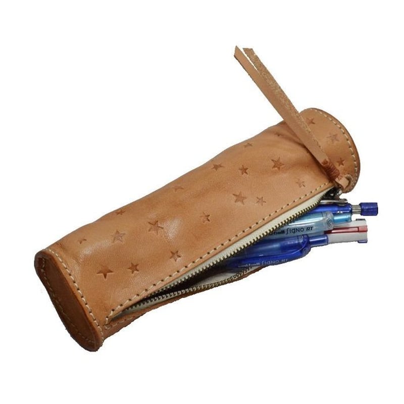 革 牛革 ヌメ革 星スタンピング ペンケース メンズ レディース