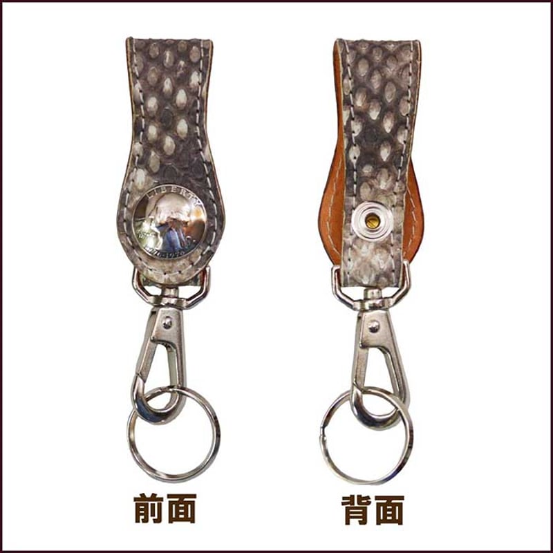 ベルトループ キーホルダー つや無しナチュラルパイソン ヘビ革 蛇革