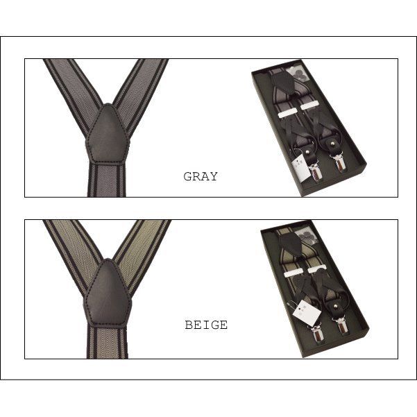 サスペンダー メンズ Y型 2WAY クリップ ボタンホール