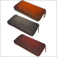 財布 メンズ 長財布 レザー Pinehills エンボス加工 ラウンドファスナー レザーロングウォレット 14-FD004 バスケットクラフト型押し  10006388