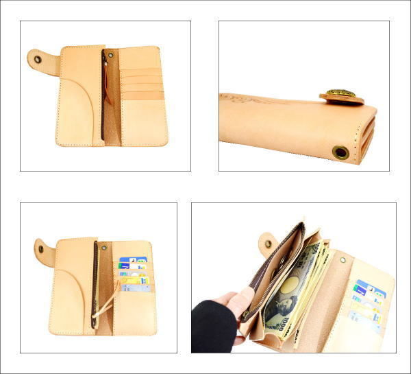 レザークラフト長財布　唐草 楽天市場】JAJABOON 黒アラベスク（唐草模様）ウォレット 長財布