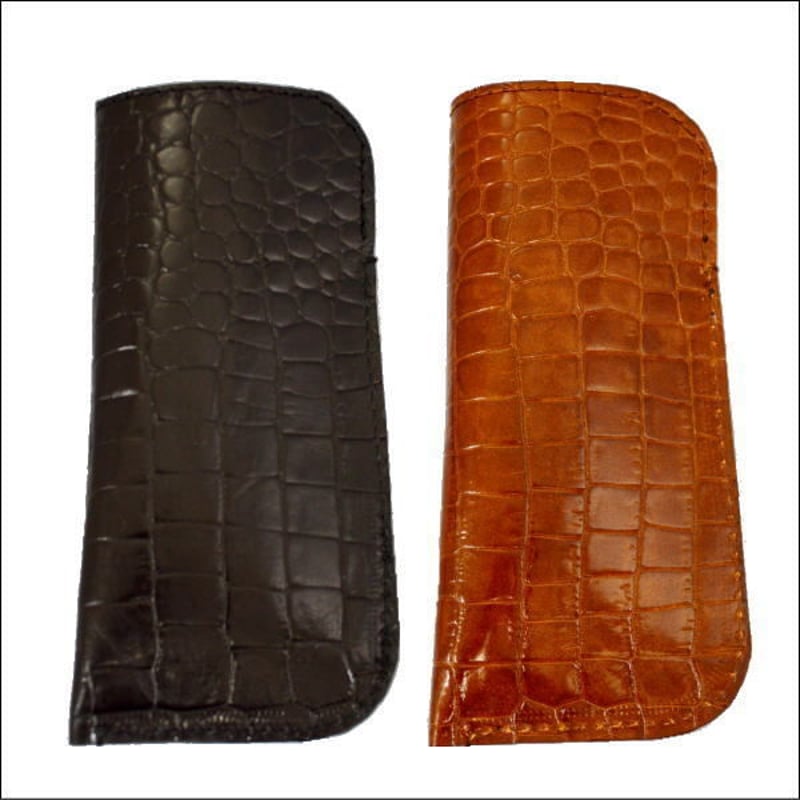 メガネケース 革 牛革 本革 クロコダイル型押し 眼鏡ケース 日本製