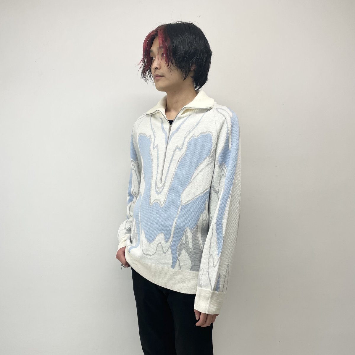 chloma / バイオニックマシーン ジャガードセーター / OFF×LIGHT GRAY